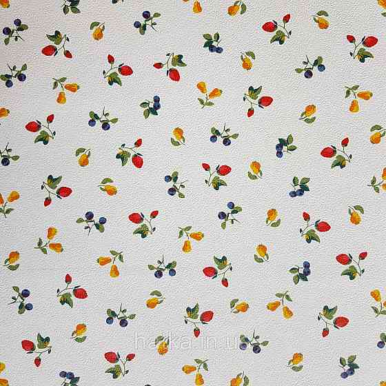Шпалери вінілові на флізелін 0.53х10.05 Rasch Textil Petite Fleur 5 для кухні фрукти полуниця груші на білому Київ