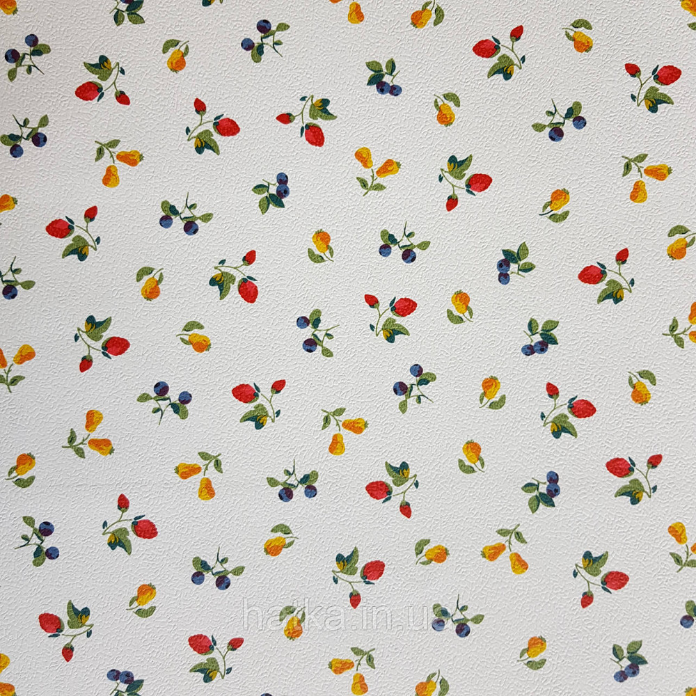 Шпалери вінілові на флізелін 0.53х10.05 Rasch Textil Petite Fleur 5 для кухні фрукти полуниця груші на білому Київ - фото 4