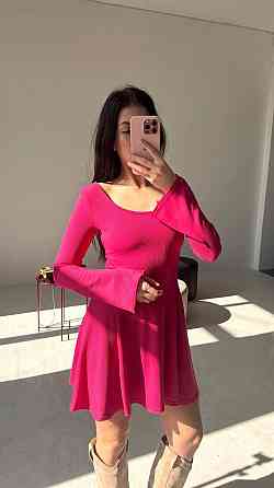 Жіноча стильна романтична сукня вільного крою з трикотажу в рубчик Малина, 46/48 Одеса