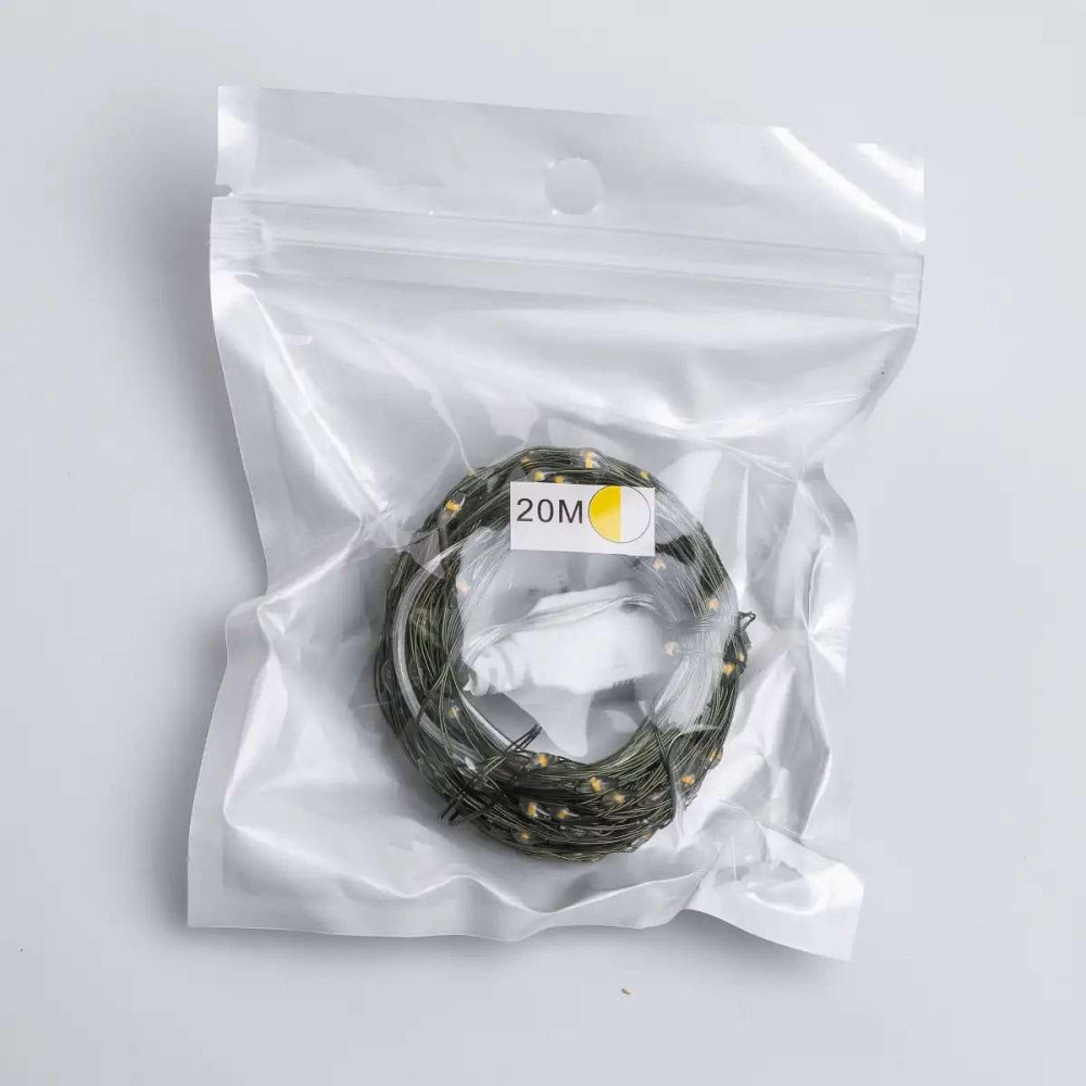 Гірлянда "Роса" 20м, 200 LED, зелений провід, жовта USB Київ - фото 6