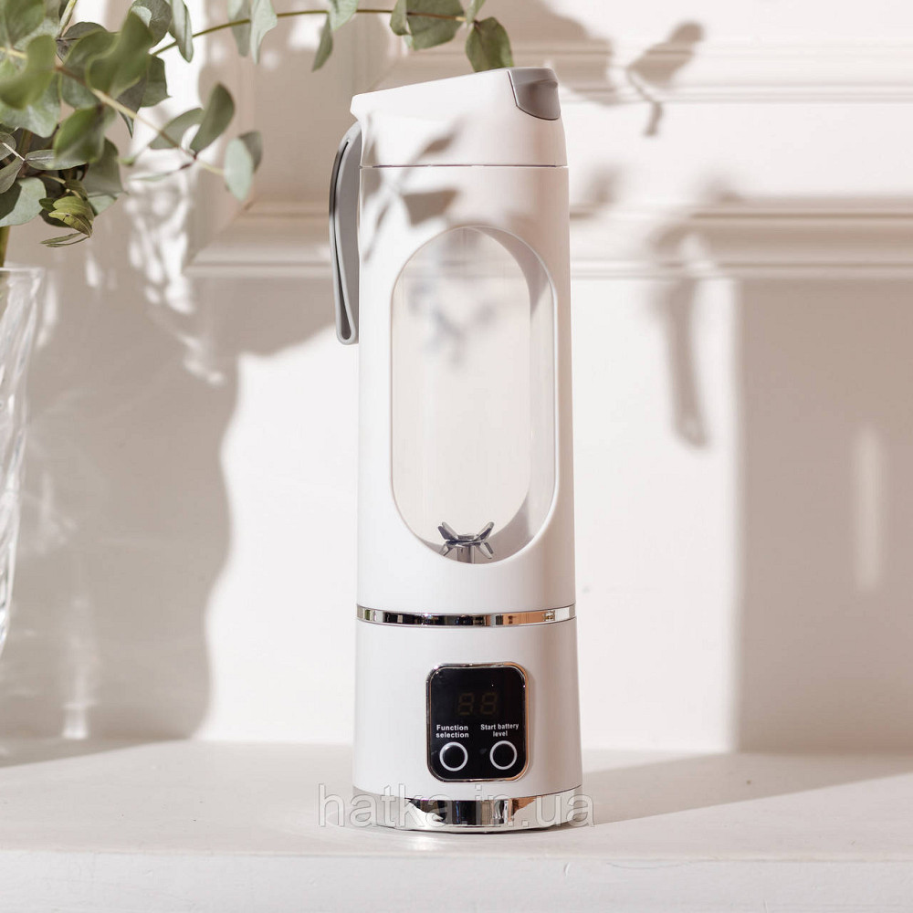 Портативний блендер для смузі на акумуляторі 450 мл блендер пляшка 25 Вт USB Білий Київ - фото 9