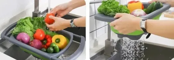 Складаний силіконовий друшляк з висувними ручками, для раковини, для овочів та фруктів, 530 г Одеса