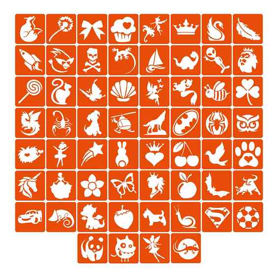 Набір трафаретів для біо-тату «Для дітей №1» kids_simple_1_4x4_60_1 Вінниця