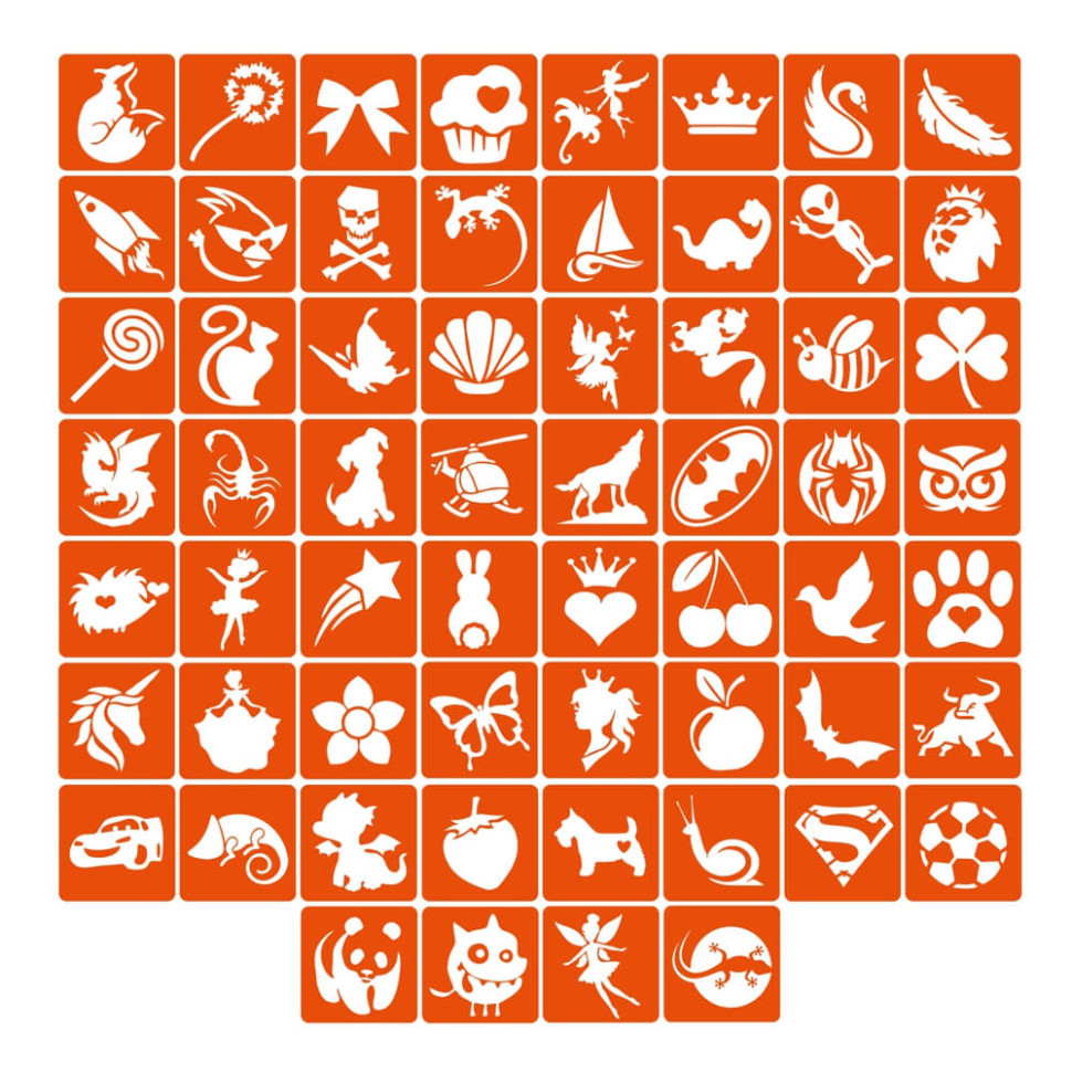 Набор трафаретов для био-тату «Для детей №1» kids_simple_1_4x4_60_1 Винница - изображение 1