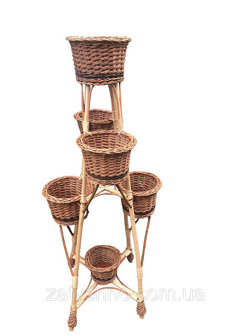 Підставка під квіти на 5 горщиків плетена. Київ - фото 6