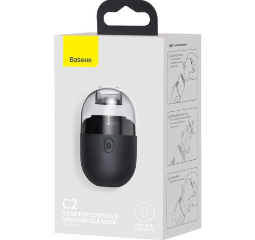 Портативний пилосос Baseus C2 Desktop Capsule Vacuum Cleaner mini CRXCQC2A-01 (Чорний) Николаев - изображение 7