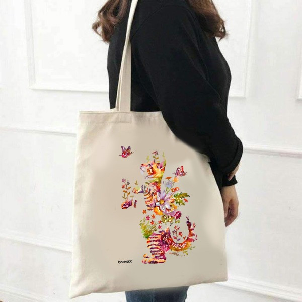 Екошопер BookOpt BK4050 Грайливий кіт з метеликом бежевий Луцьк - фото 5