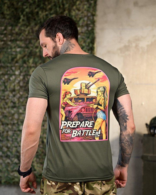 Тактическая потоотводящая футболка battle oliva ПП4650 Одесса - изображение 6