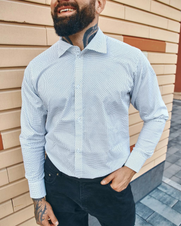 Сорочка чоловіча класична Білий горох XL Харків
