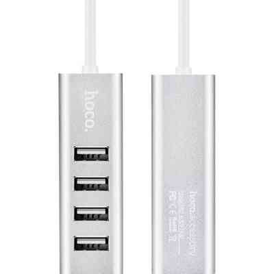 Концентратор HOCO USB 2.0 to 4xUSB Line machine HB1 Silver (6957531038146) Винница