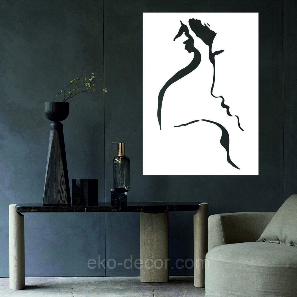 Декоративное настенное Панно «Силуэт пары», Декор на стену 50*35 см, Белый Киев - изображение 2