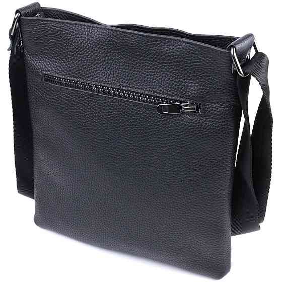 Тонка сумка для чоловіків через плече з натуральної шкіри Shvigel 22850 Чорна Київ