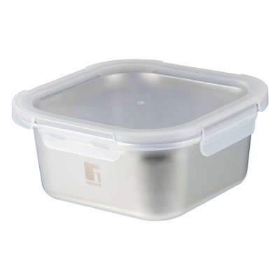 Харчовий контейнер Bergner Go Lovers з нержавіючої сталі квадратний 1,5 л (BG-36314-GY) Вінниця - фото 1