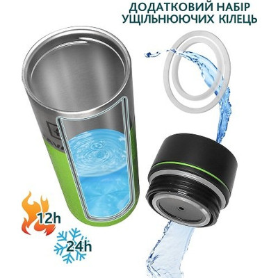 Термокружка Tavialo + 2 ущільнювальних кільця 420 мл Зелений (190420113) Винница - изображение 2