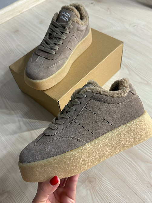 Кеди жіночі Hengji 633-5 утеплені замшеві на хутрі бежеві, 41, 25,5 см Київ - фото 2