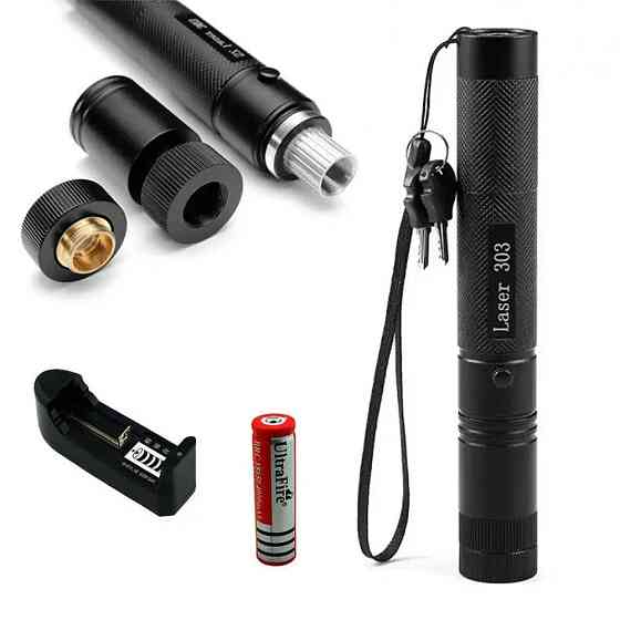 Акумуляторна лазерна указка Laser pointer YL-303 + Подарунок Акумулятор X-Balog / Потужний лазер до 10000м Київ