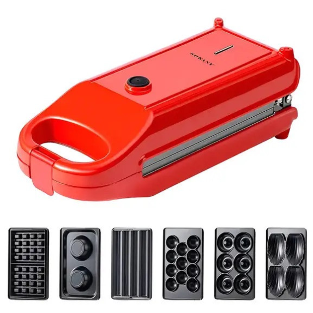 Sokany Мультипекар 6 в 1 Sokany SK-BBQ-836 700 Вт антипригарне покриття Червоний Коломия - фото 1