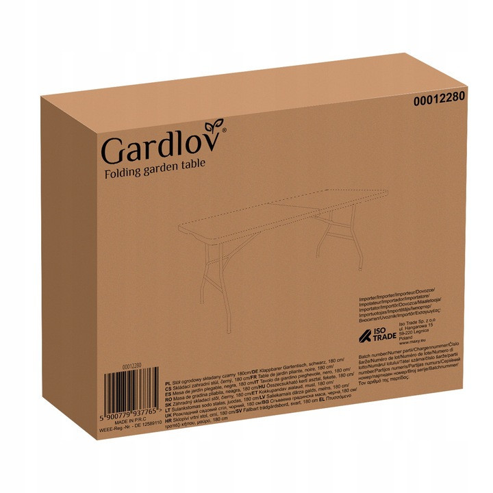 Садовий кемпінговий стіл складаний до 100 кг 180х74х74 см Gardlov (12280) Black Нововолинськ - фото 10