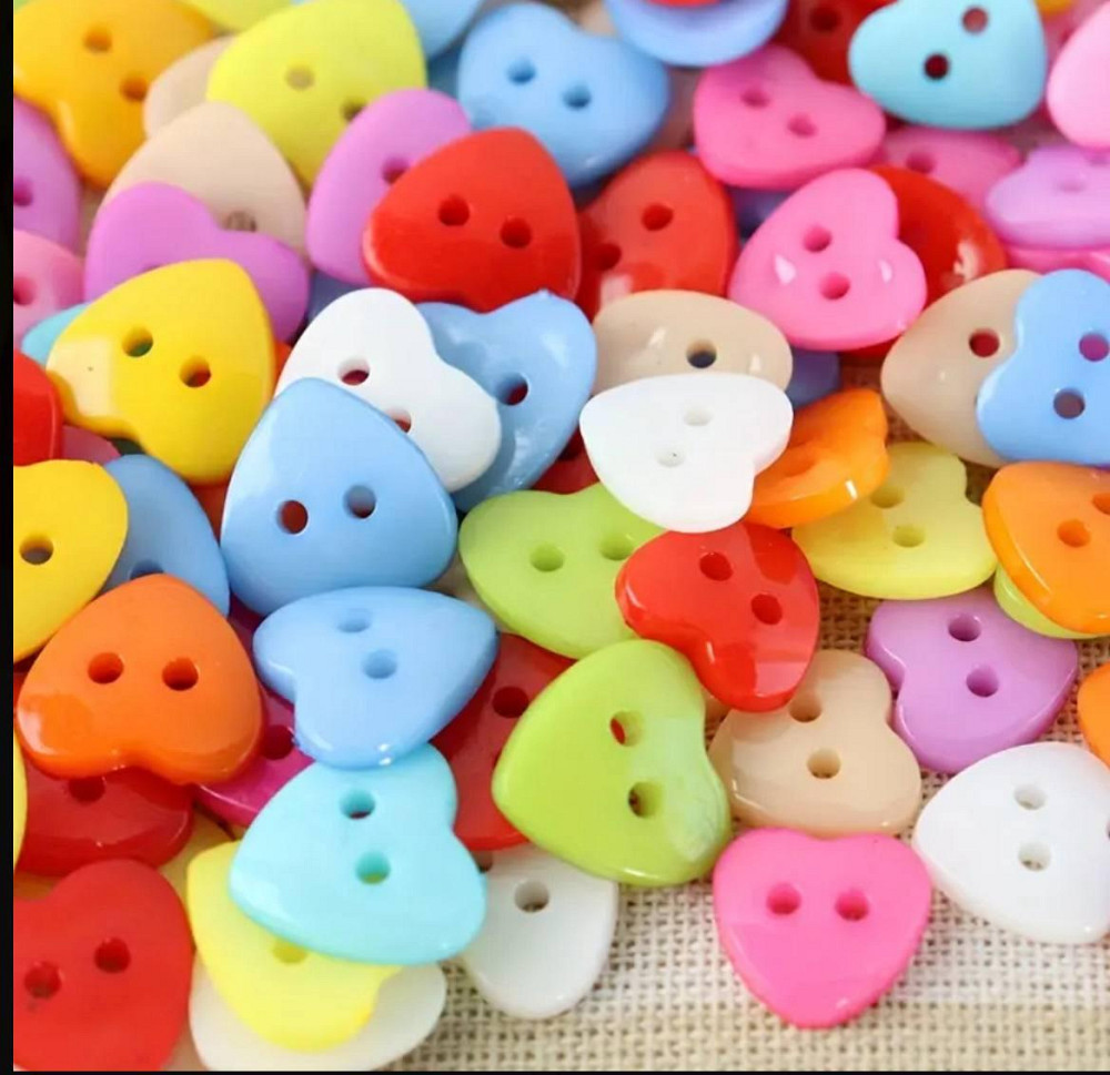 Декоративні ґудзики Сердечка, набір 50 шт Київ - фото 1