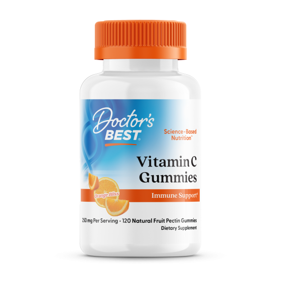 Витамин C со вкусом апельсина, Vitamin C Gummies, Doctor's Best, 250 мг, 120 жевательных конфет Луцк