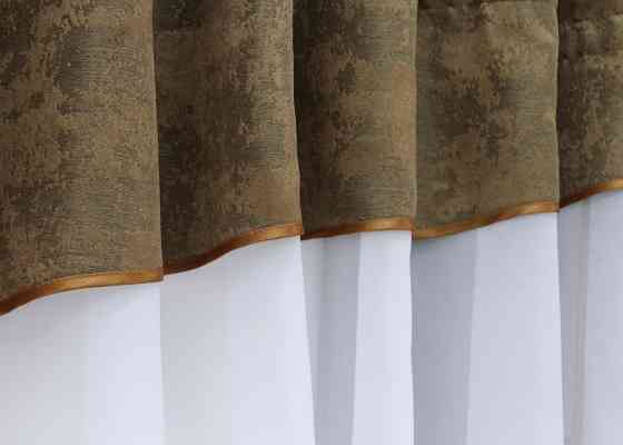 Кухонный комплект VR-Textil № 084к шторки с ламбрекеном белый с коричневым 270х170 см (52-0939) Киев