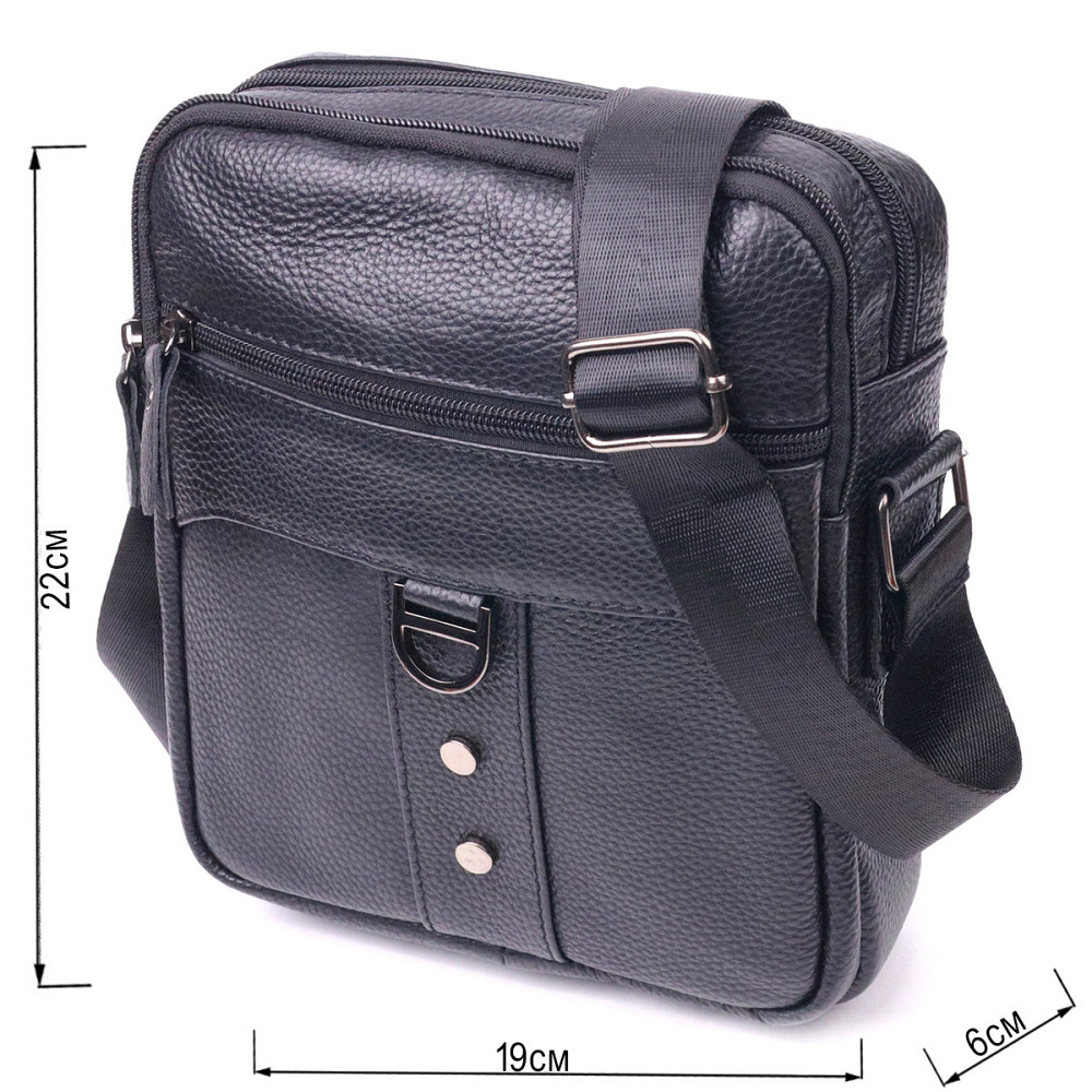 Практичная мужская сумка из натуральной кожи Черная (Vintage) Киев - изображение 7