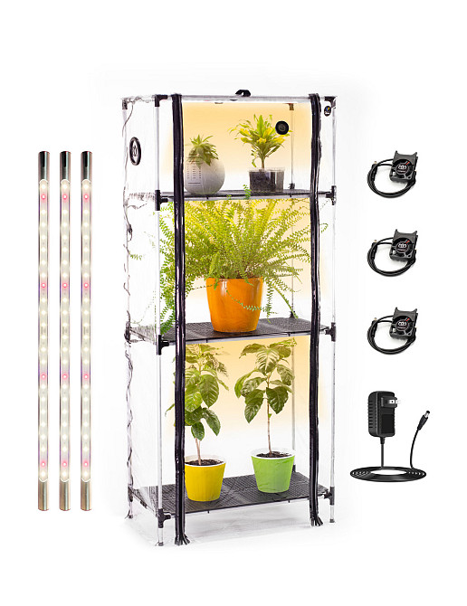 Міні-теплиця з фіто світлом для дому Sezam XL  з пластиковою полицею + 3 вентилятора Бориспіль - фото 1
