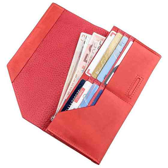 Кожаный горизонтальный клатч из итальянской кожи GRANDE PELLE 11216 Красный Киев