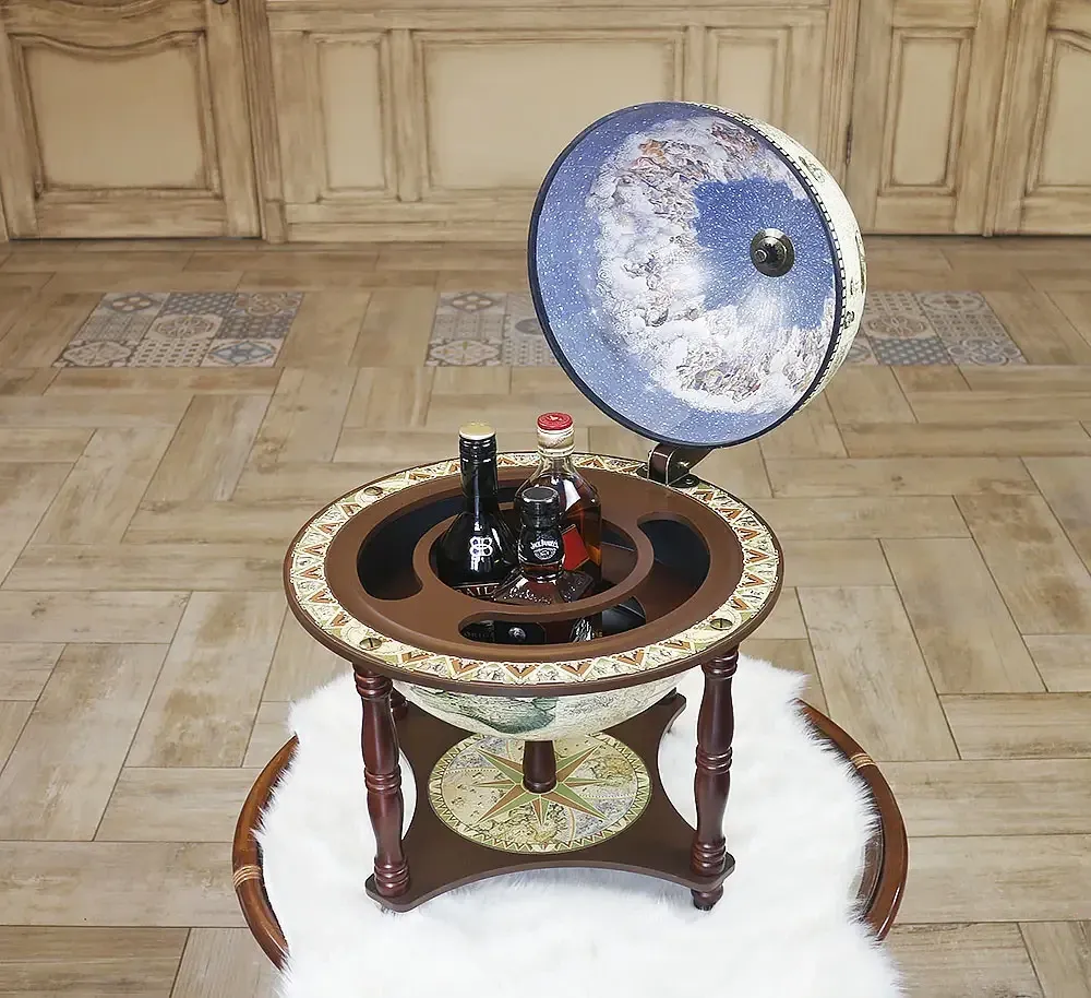 Глобус бар настільний на 4-х ніжках Карта світу новий дизайн кремовий сфера 33 см Гранд Презент mastersem Київ - фото 2