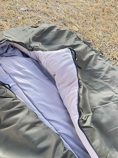 Зимний спальный мешок на флисе до -35С (Оливковый) Винница - изображение 4