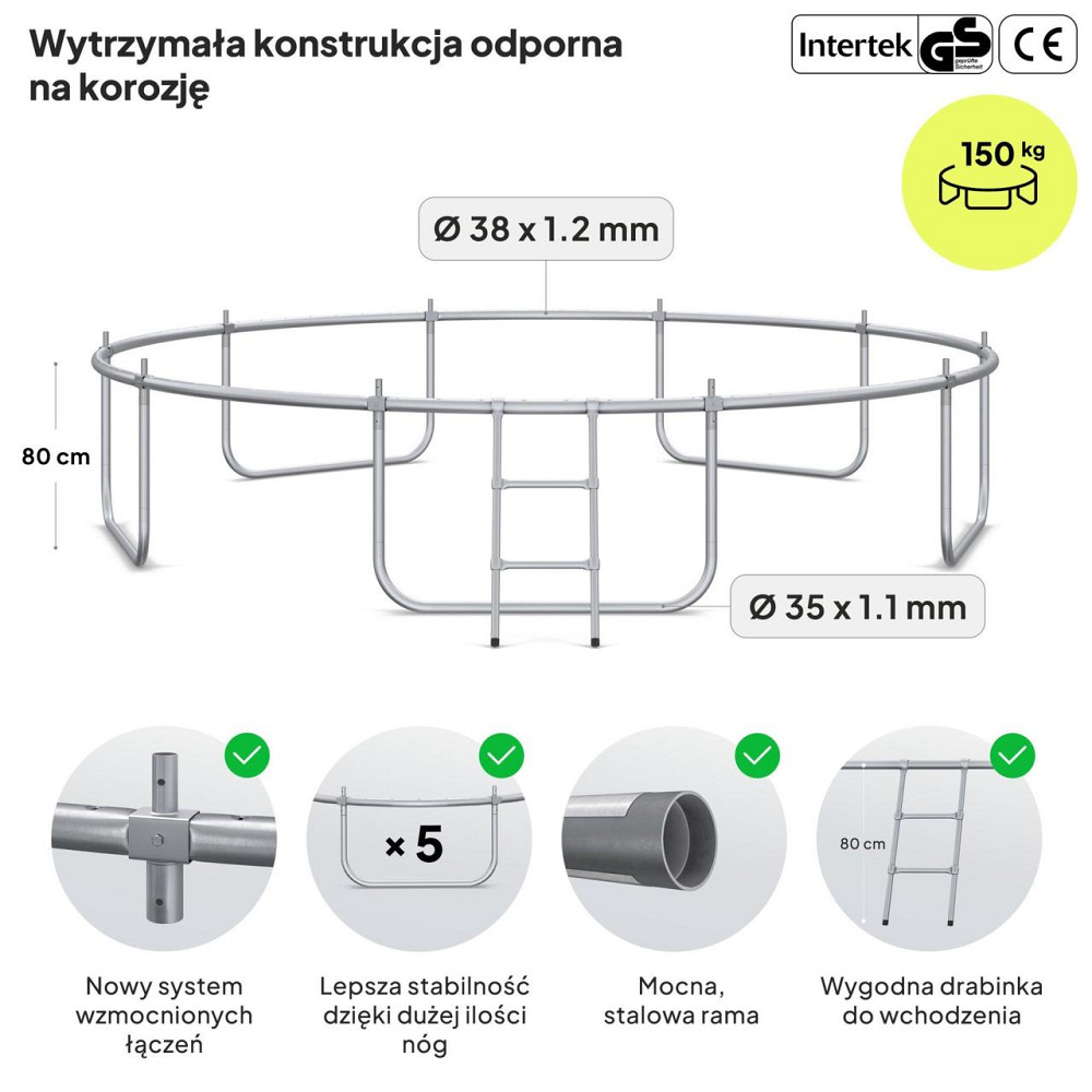 Батут Zipro Jump Pro Premium з внутрішньої сіткою 12 футів 374 см чорно-зелений Київ - фото 3