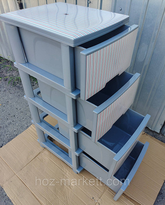 Пластиковий сірий комод Смужки рожеві Харків - фото 6