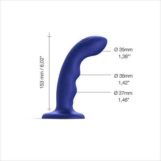 Насадка для страпона з подвійною точковою пульсацією Strap-On-Me TAPPING DILDO WAVE – NIGHT BLUE, М Sex Aura Київ