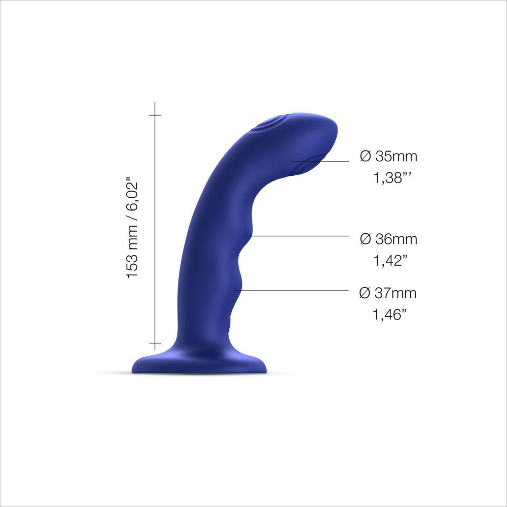 Насадка для страпона з подвійною точковою пульсацією Strap-On-Me TAPPING DILDO WAVE – NIGHT BLUE, М Sex Aura Київ - фото 2