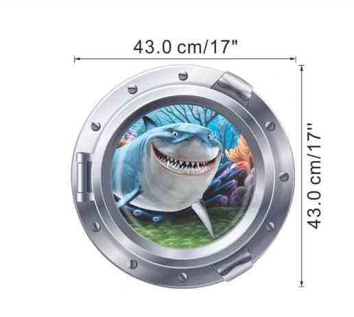 Декоративная наклейка на стену Акула 43 см разноцветный Киев