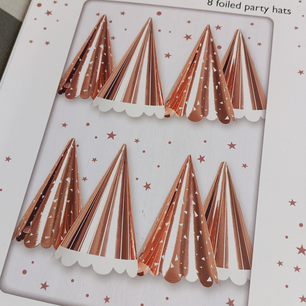 Набір ковпаків, 8 штук, висота 16 см, Happy Birthday, рожеві Київ - фото 1