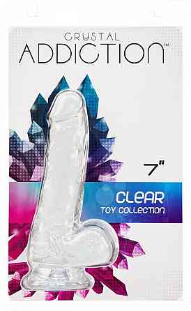 Прозорий фалоімітатор на присосці ADDICTION — Clear Dildo with Balls 7″, віброкуля в подарунок Sex Aura Київ