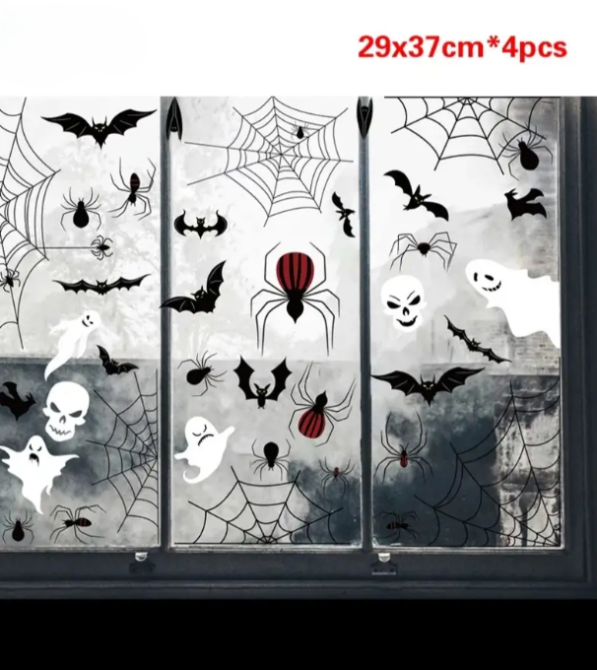 Наклейки на Хэллоуин 4 листа 29 на 37 см разноцветный Киев - изображение 3