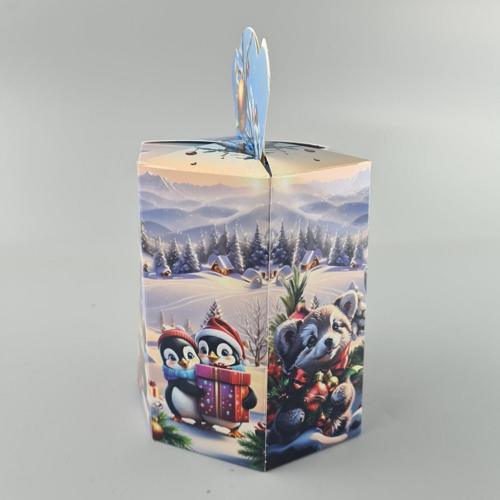 Новорічна подарункова картонна упаковка для цукерок (800 гм) No213 "Дружні звірята" (1 шт.) Харків - фото 3