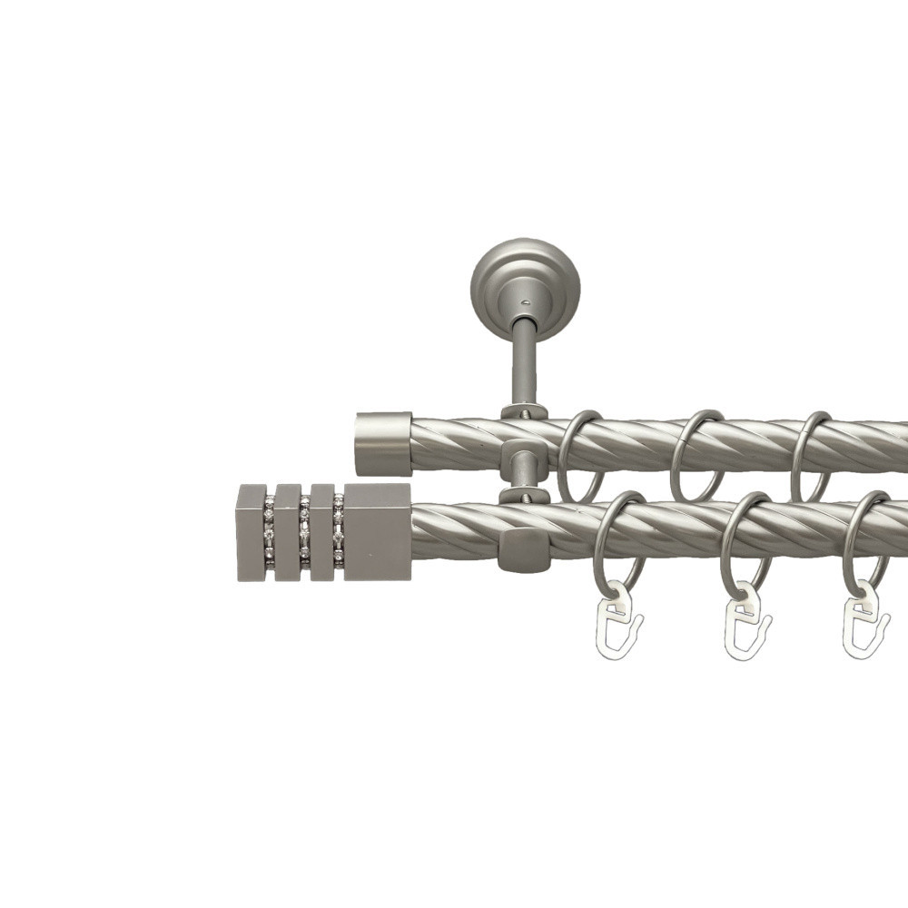 Карниз Orvit Ацтека металевий дворядний відкритий скручена труба кільце металеве Сатин 19\19 мм 200 см (00-00023175) Львів - фото 1