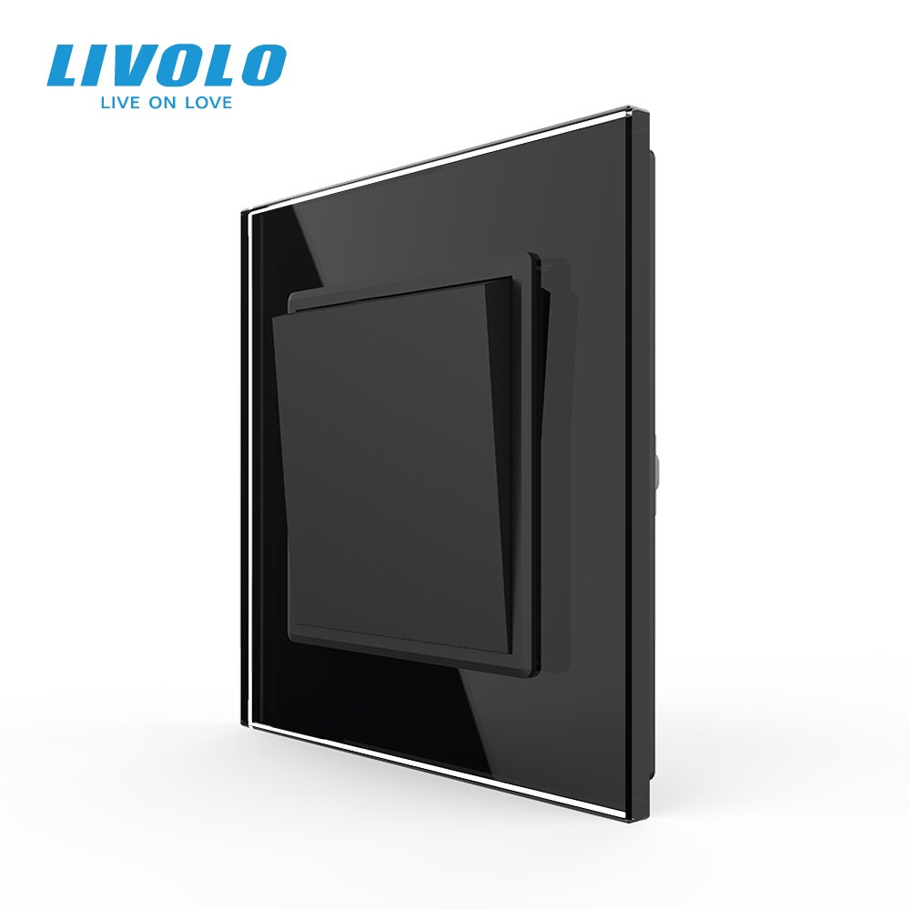 LIVOLO Вимикач універсальний 1-клавішний Livolo чорний скло 250В 10А (VL-С7FCMKS-2BP) Коломыя - изображение 1