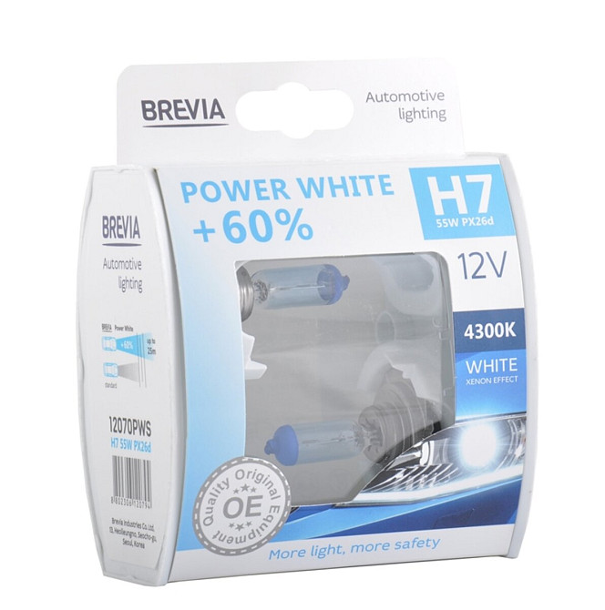 Галогенова лампа Brevia H7 12V 55W PX26d Power White +60% 4300K S2 Киев - изображение 1