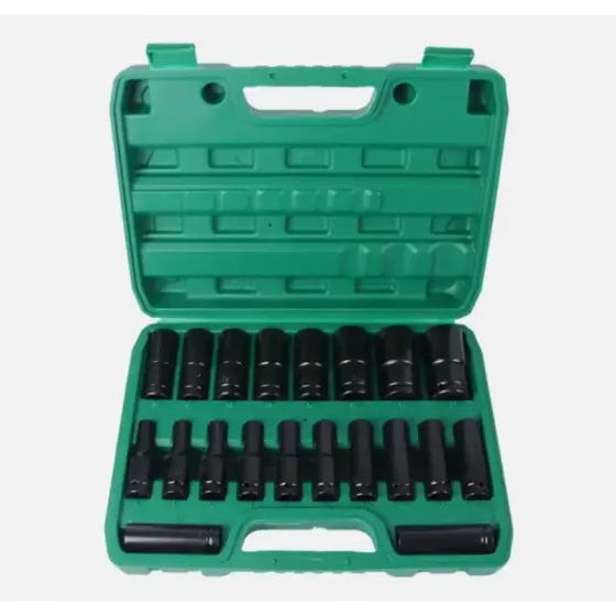 Набор ударных головок 20 шт. 1/2 дюйма, метрический привод 8–32 мм, глубокий 6-гранный набор с кейсом Коломыя