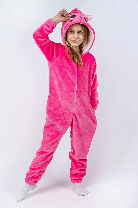 Кігурумі Котик дитячий і підлітковий, рожевий, комбінезон домашній топ 140 Крохатушка одяг Київ - фото 1