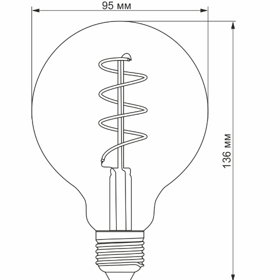 Лампа G95 4W E27 2100К 220V Filament GD LED Videx Житомир