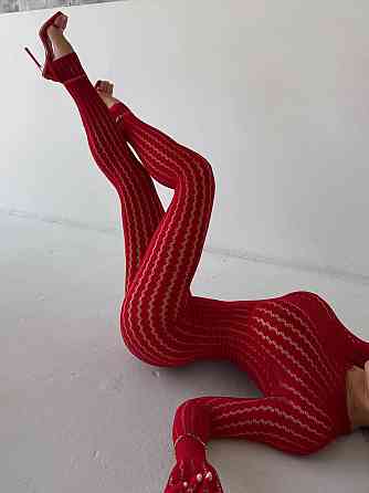Сексуальный боди-стокинг с длинным рукавом красный эротический боди-комбинезон в сетку закрытый прозрачный Одесса