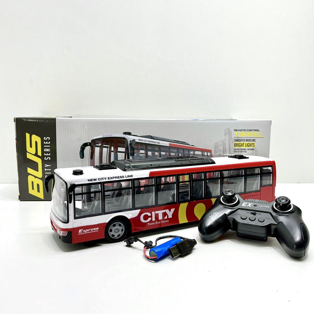 Автобус міський на радіокеруванні акумулятор 3.7V керування 2.4GHz підсвічування фар 38см Червоний (666-695 NA) Чернігів - фото 3