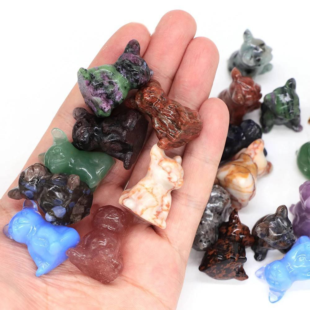 Статуэтка собаки из натурального камня содалита 30*20 мм. Фигурка бульдога из синего содалита. Киев - изображение 4