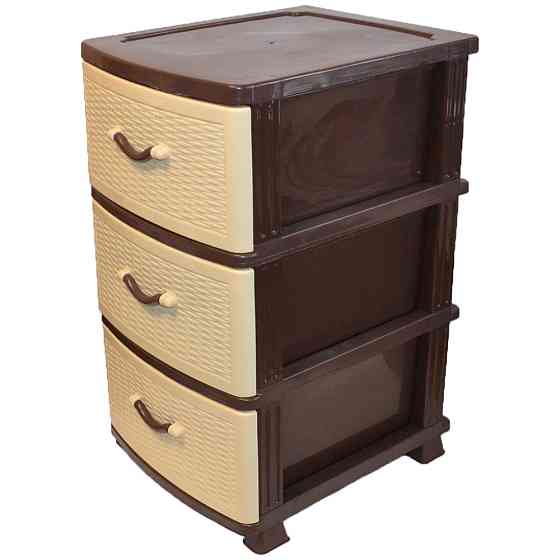 Комод пластиковый Efe Plastics 3 ящика 69х46х38 ротанг бежевый. Эфе пластик Одесса