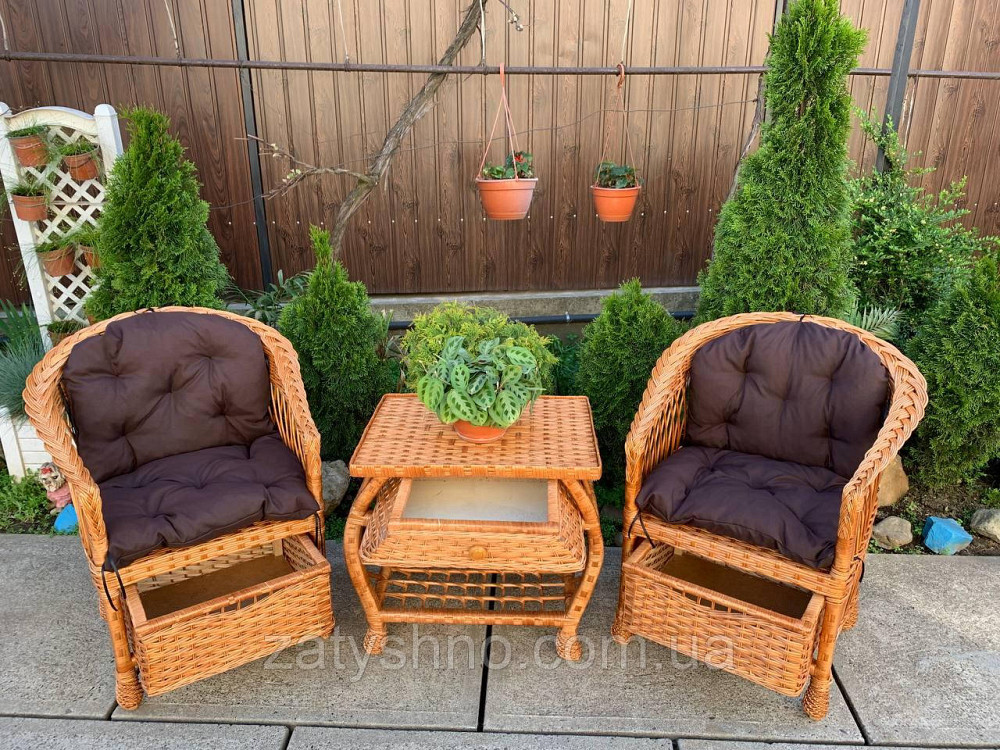 Плетений комплект меблів із лози (крісла із шуфлядами) Київ - фото 1